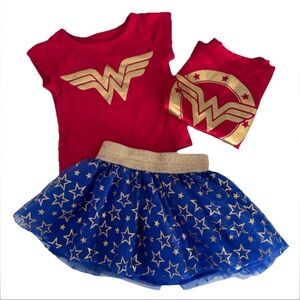 DC Comics Justice league Wonder Woman Toddler Costume T-shirt Cape Tulle skirt